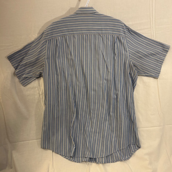 Men's Short Sleeve Casual Button Down Blue Striped Shirt by David Taylor XL - Picture 2 of 5